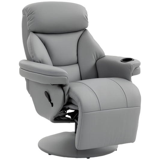 Photo of HOMCOM Upholstered Reclining Armchair, Manual Recliner Chair with Footrest and Adjustable Backrest, Grey in Grey colour on a white background