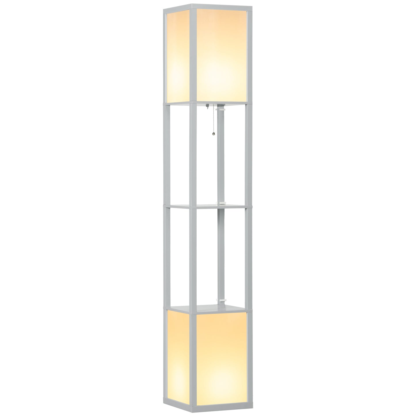 Photo of HOMCOM Modern Shelf Floor Lamp with Dual Ambient Light, Standing Lamp Living Room, Bedroom, 156cm, Grey in Grey colour on a white background