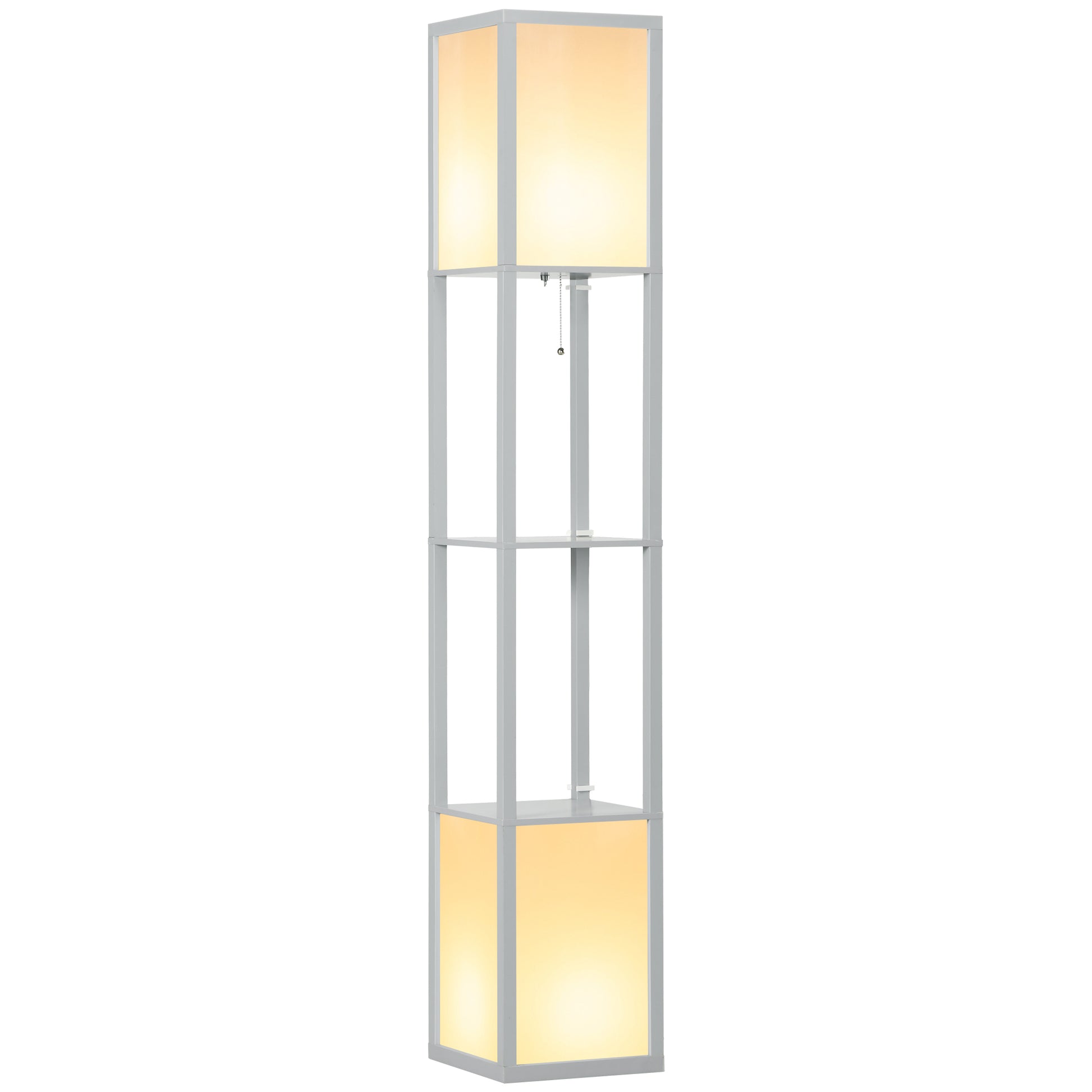 Photo of HOMCOM Modern Shelf Floor Lamp with Dual Ambient Light, Standing Lamp Living Room, Bedroom, 156cm, Grey in Grey colour on a white background