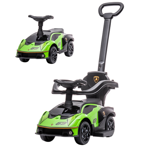 Photo of AIYAPLAY Kids 3-In-1 Lamborghini Ride-On and Stroller, with Horn - Green in Green colour on a white background