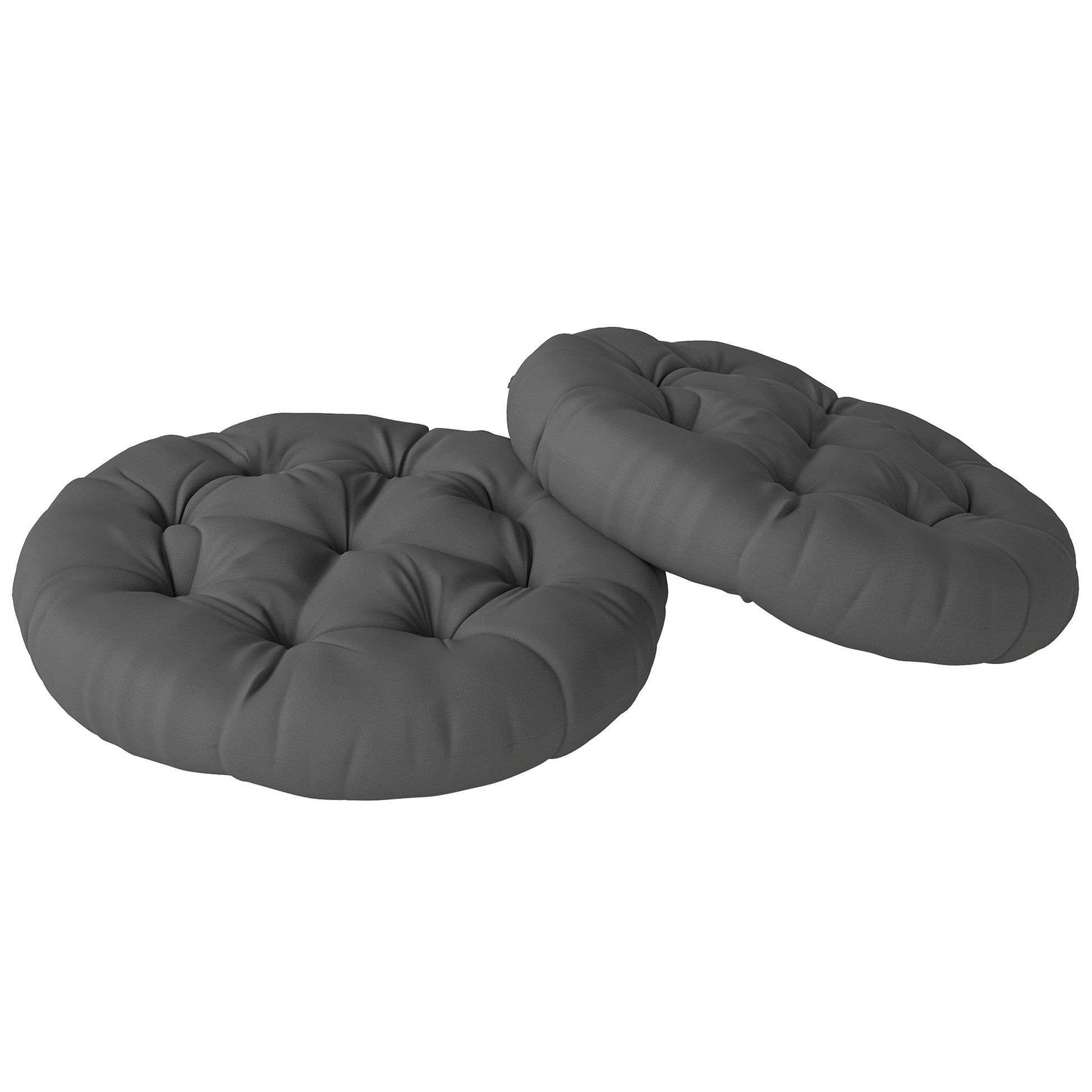 Photo of Outsunny Set of Two Φ60cm Outdoor Cushions - Dark Grey in Grey colour on a white background