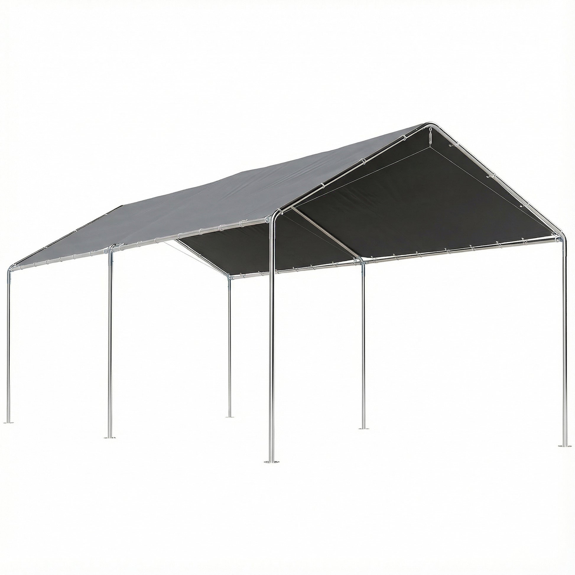 Photo of Outsunny 3 x 6m Heavy Duty Carport Garage Car Shelter Galvanized Steel Outdoor Open Canopy Tent Water UV Resistant Waterproof, Grey in Grey colour on a white background