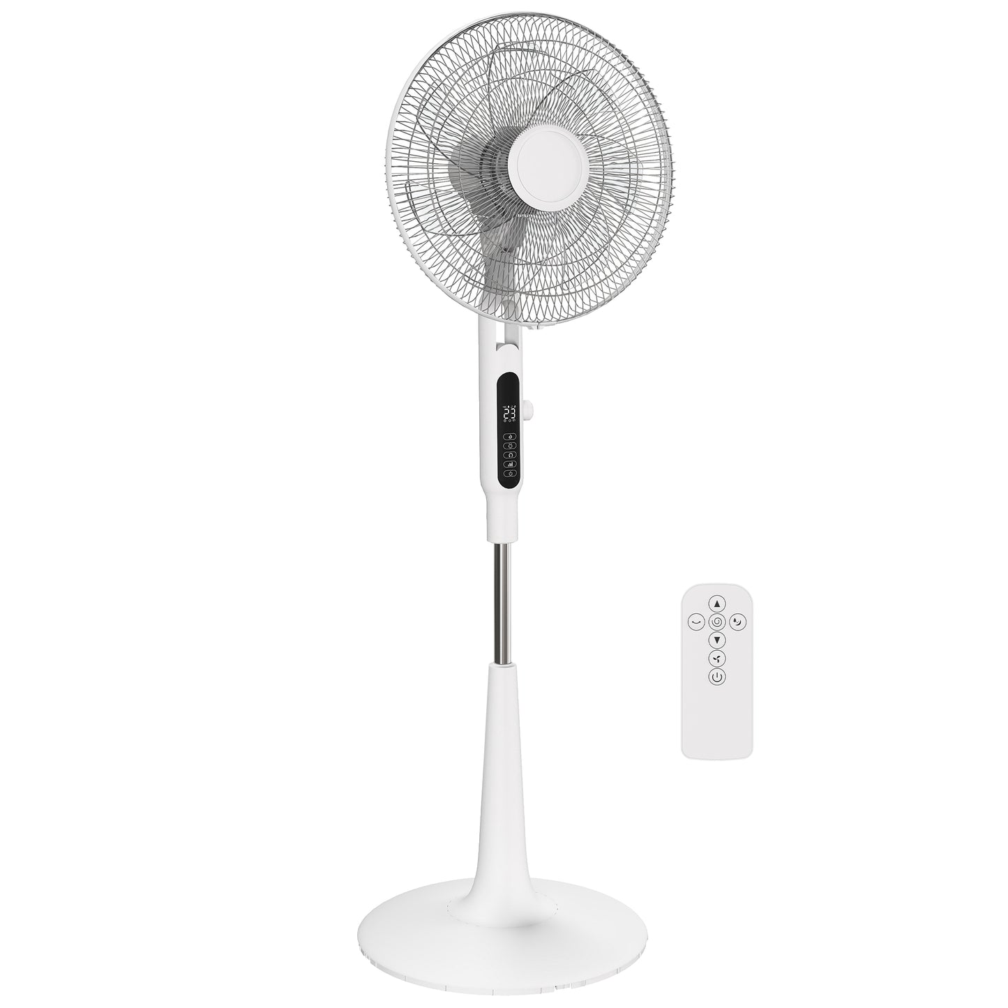 Photo of HOMCOM Three Mode Pedestal Fan, with Insect Repellant Box and LED Panel - White in White colour on a white background