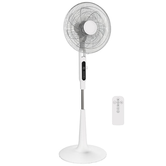 Photo of HOMCOM Three Mode Pedestal Fan, with Insect Repellant Box and LED Panel - White in White colour on a white background