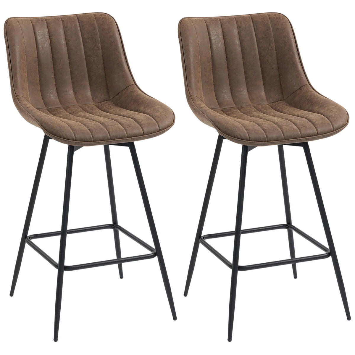 Photo of HOMCOM Set of 2 PU Leather Swivel Bar Stools - Brown in Brown colour on a white background