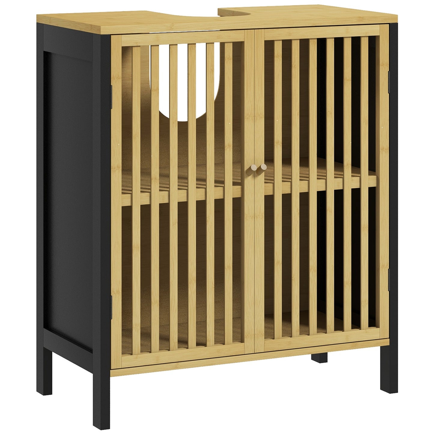 Photo of HOMCOM Bamboo-Blend Retro Cut-Out Under Sink Cabinet in Cabinet colour on a white background