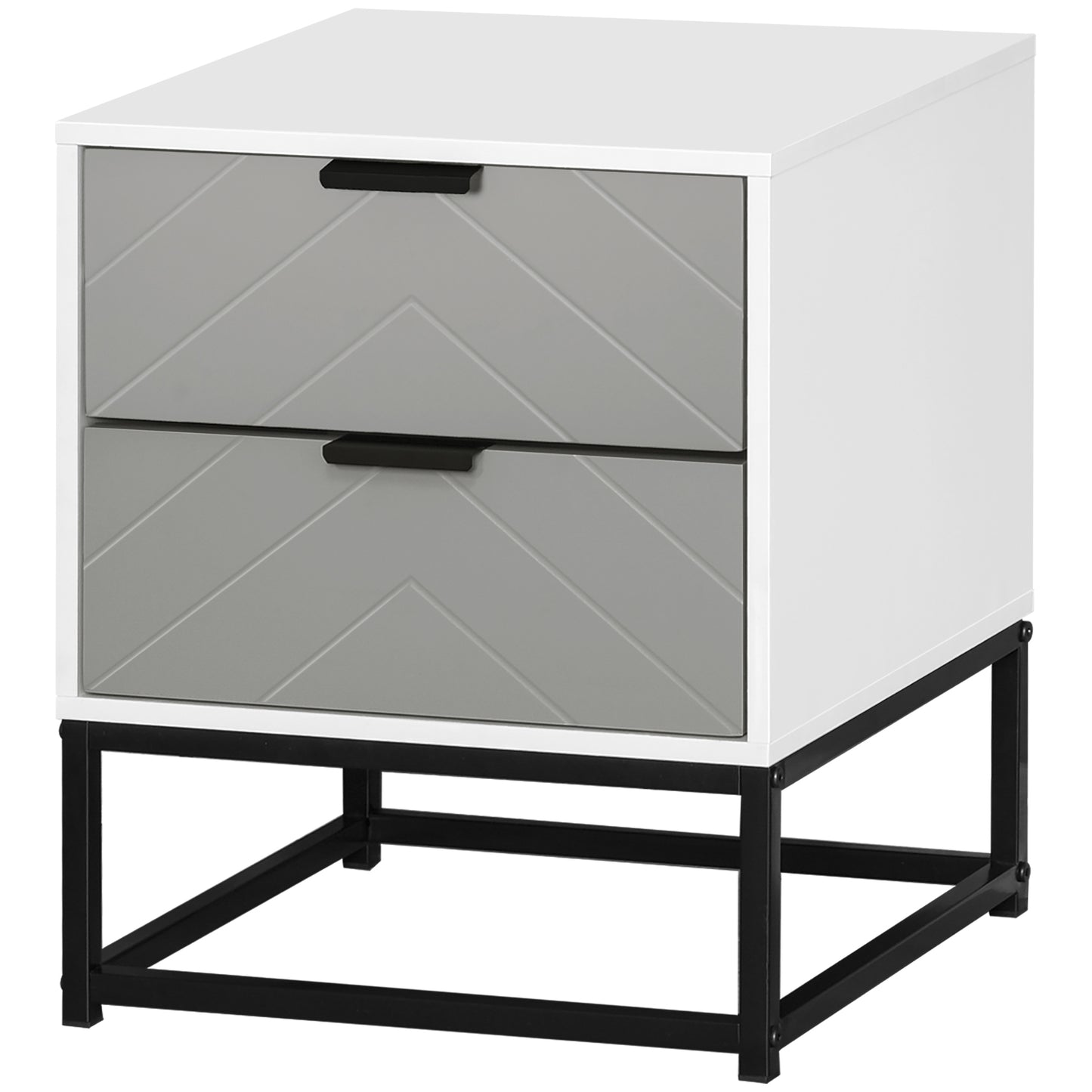 Photo of HOMCOM Bedside Cabinet with 2 Drawer Storage Unit, Unique Shape Bedroom Table Nightstand with Metal Base, for Living Room, Study Room, Dorm in Dorm colour on a white background