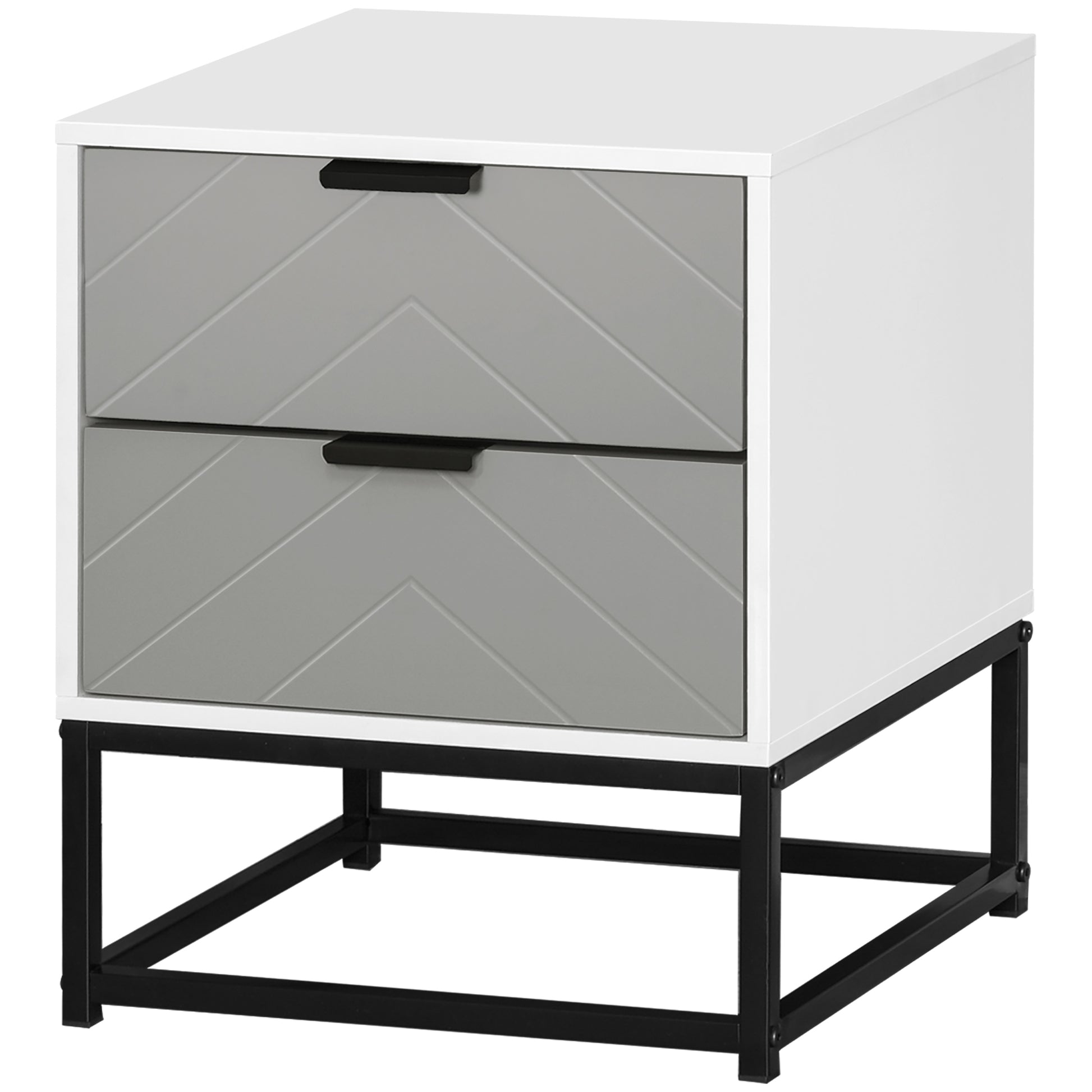 Photo of HOMCOM Bedside Cabinet with 2 Drawer Storage Unit, Unique Shape Bedroom Table Nightstand with Metal Base, for Living Room, Study Room, Dorm in Dorm colour on a white background