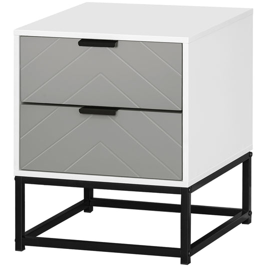 Photo of HOMCOM Bedside Cabinet with 2 Drawer Storage Unit, Unique Shape Bedroom Table Nightstand with Metal Base, for Living Room, Study Room, Dorm in Dorm colour on a white background