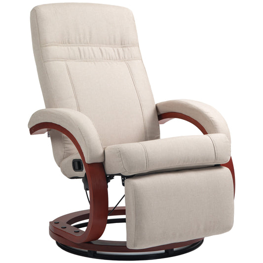 Photo of HOMCOM 135° Manual Reclining Swivel Chair, with Footrest - Beige in Beige colour on a white background