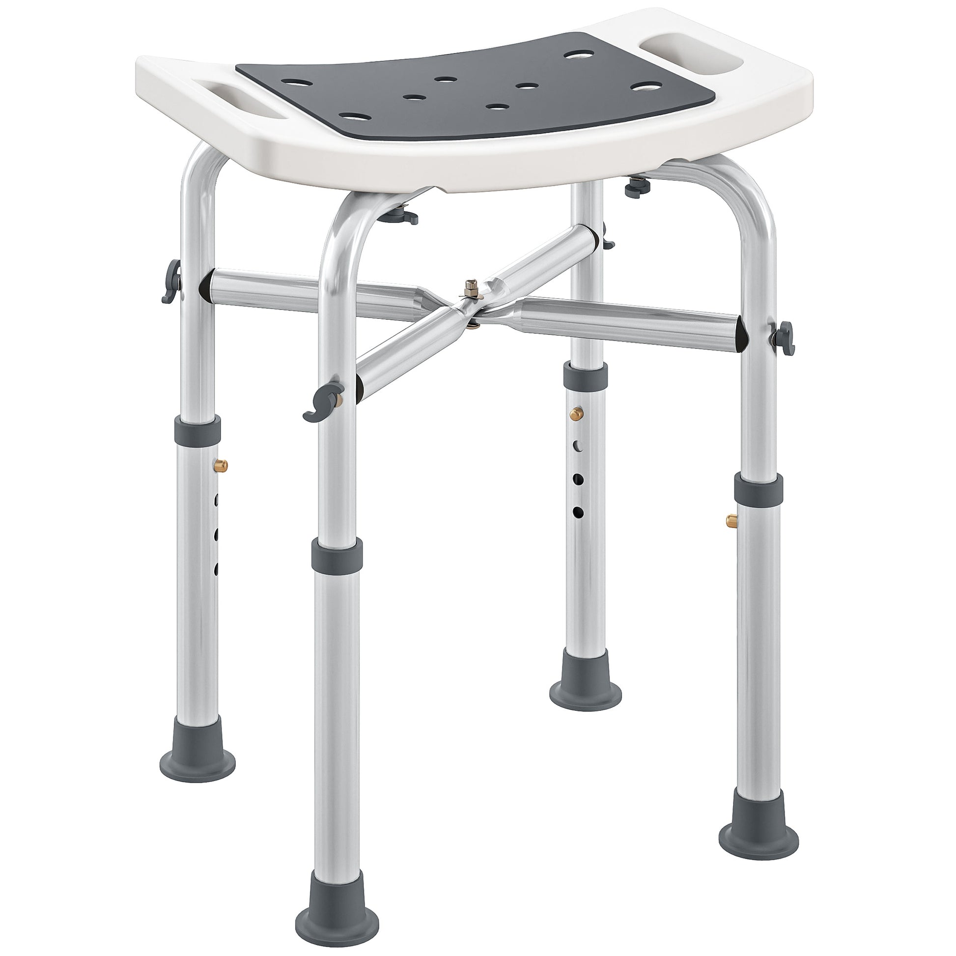 Photo of HOMCOM 44-51.5cm Aluminium Frame Shower/Bath Stool - Grey in Grey colour on a white background