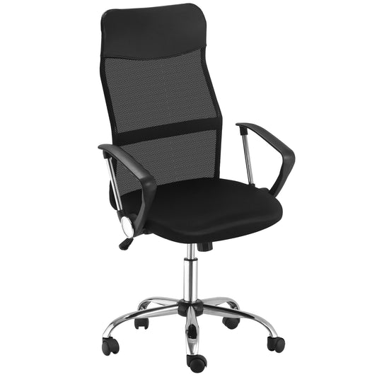 Photo of HOMCOM Ergonomic Office Chair Mesh Chair with Adjustable Height Tilt Function Black in Black colour on a white background