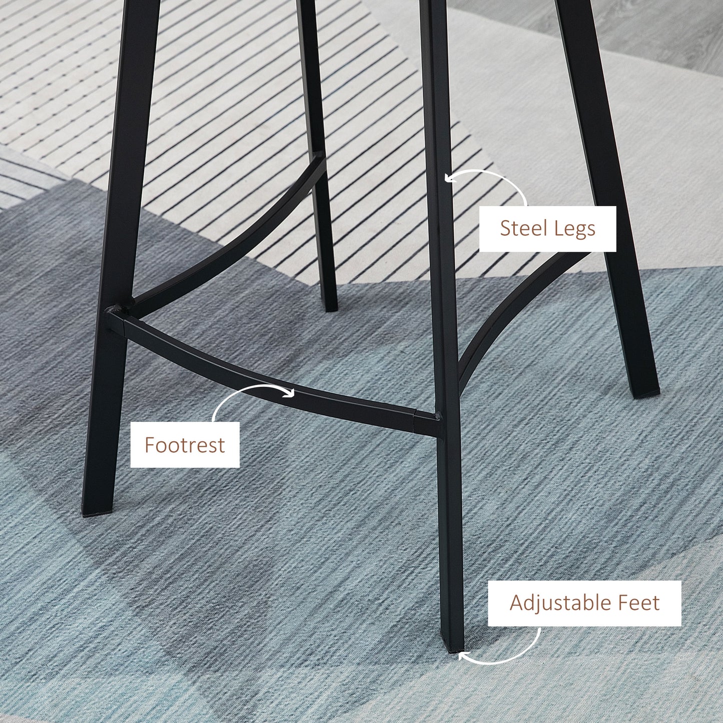 HOMCM Kitchen Stools Set of 2, 97cm Sitting Height with Integrated stable structure, Brown