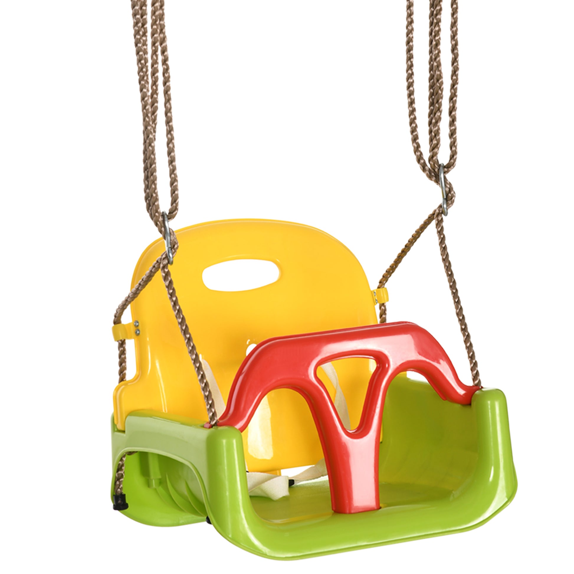 Photo of Outsunny 3 in 1 Detachable Kids Swing Seat with Safety Belt, Adjustable Rope for Indoor, Outdoor, Playground, Garden, Green in Green colour on a white background