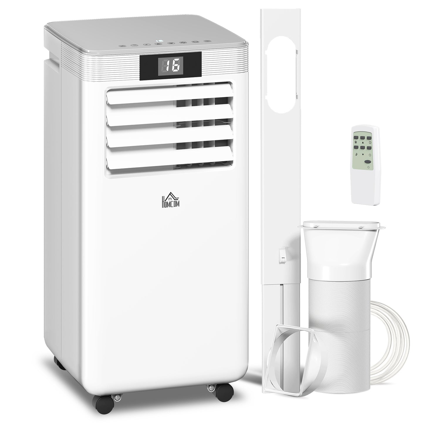 Photo of HOMCOM 10000 BTU Air Conditioning Unit, 4-in-1 Portable Air Conditioner, Dehumidifier, Cooling, Fan, Sleep Mode, with Remote Control, LED Display, 2 Speeds, 24H Timer, Window Venting Kit, 22m² in 22m² colour on a white background