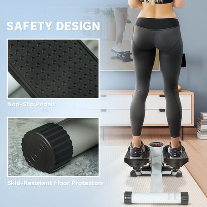 Mini stepper with textured non-slip pedals and skid-resistant floor protectors