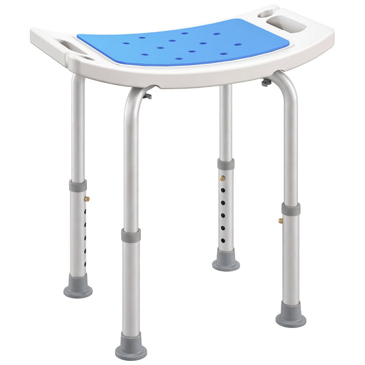 Photo of HOMCOM Shower Chair, Adjustable Height Shower Stool with Aluminium Frame and Non-Slip Feet, Bathtub Stool Seat with Padded Seat for Elderly Disabled Handicap, Blue in Blue colour on a white background