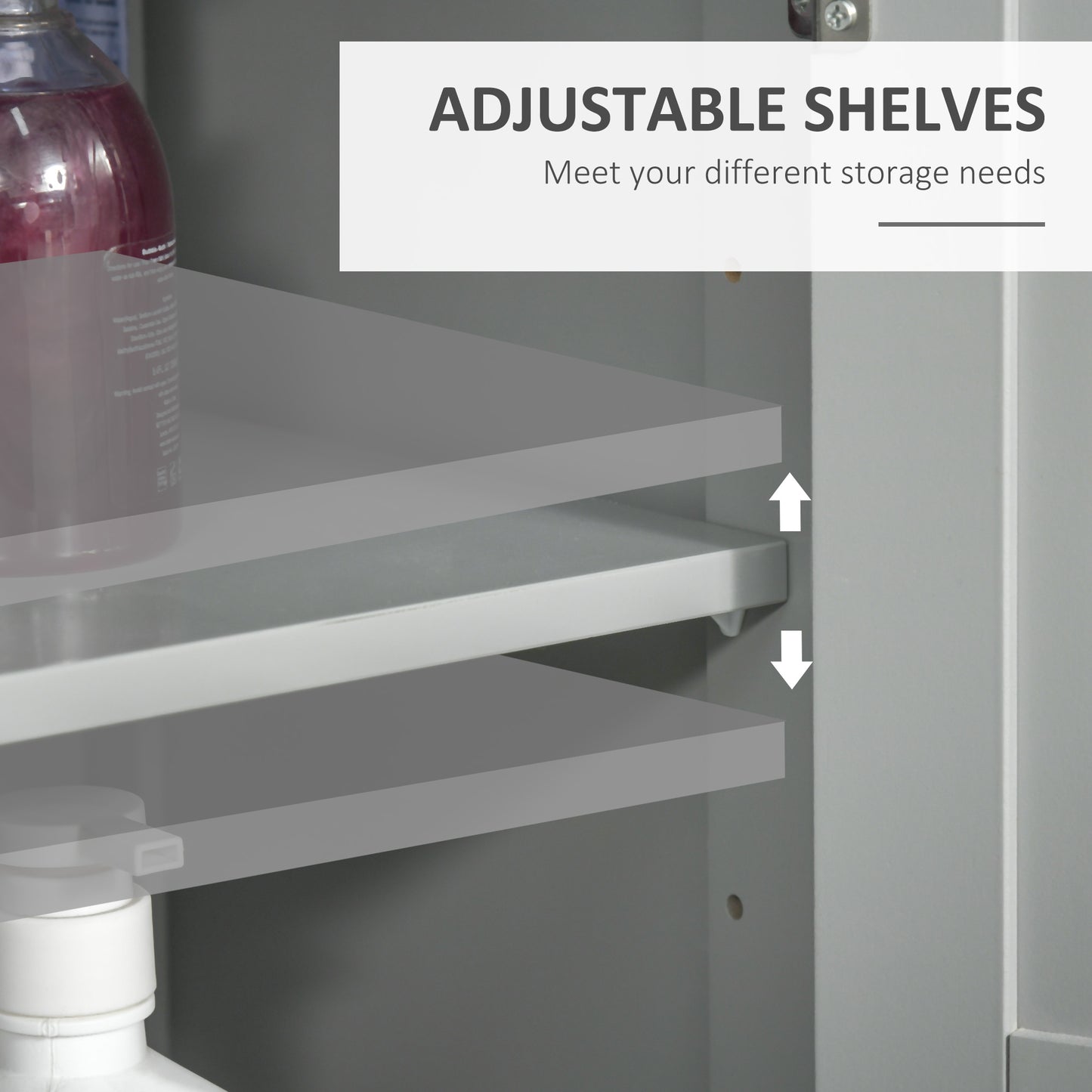 kleankin Modern Bathroom Floor Cabinet - Grey