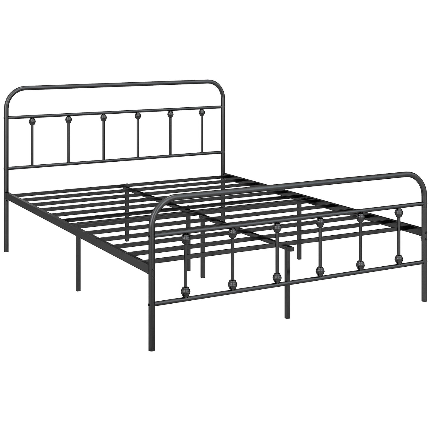 Photo of HOMCOM Double Minimalistic Metal Bed Frame - Black in Black colour on a white background