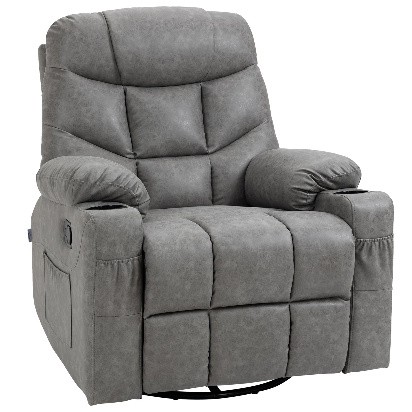 Photo of HOMCOM Thick Padded Faux Leather Recliner Armchair - Light Grey in Grey colour on a white background