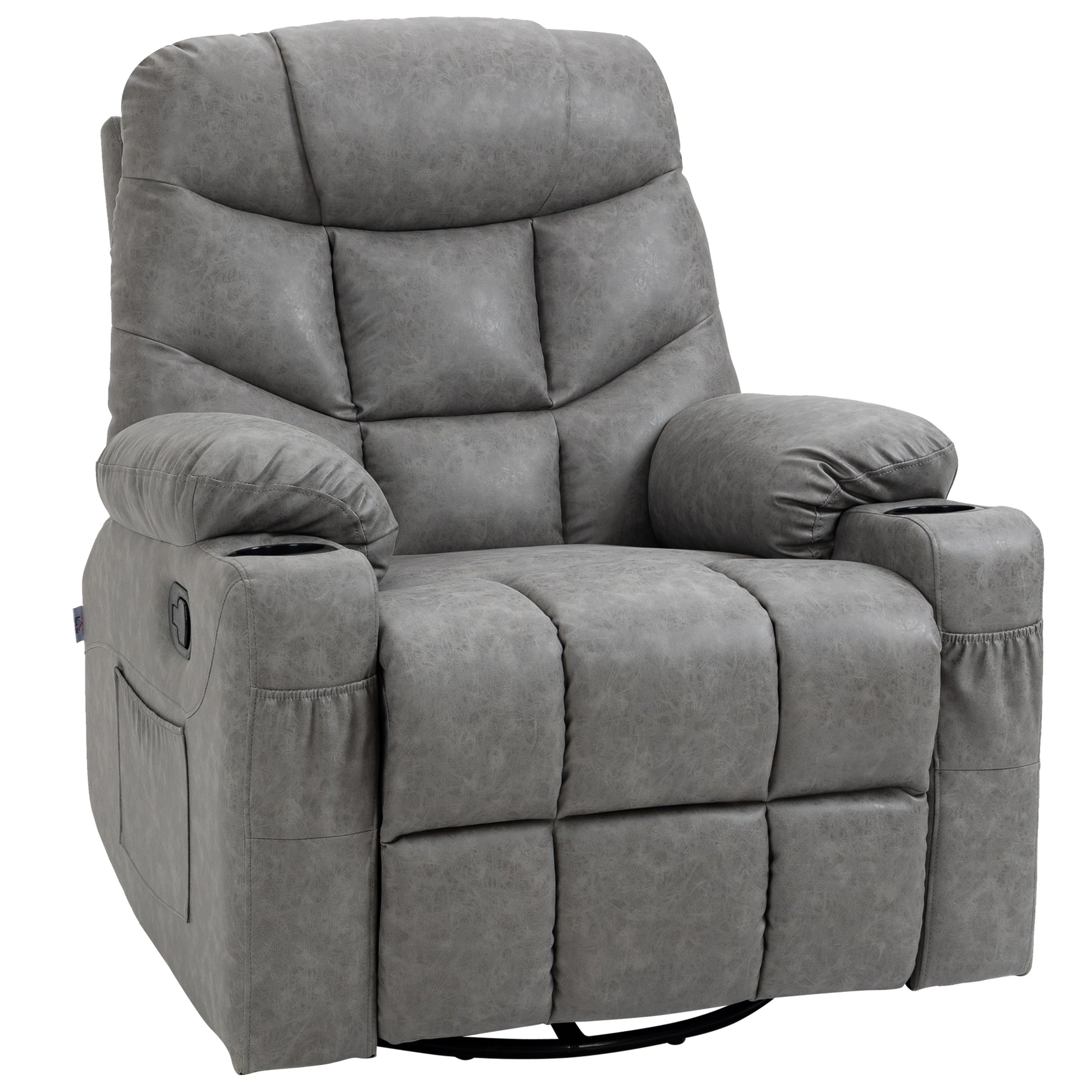 Photo of HOMCOM Thick Padded Faux Leather Recliner Armchair - Light Grey in Grey colour on a white background
