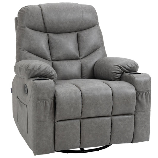 Photo of HOMCOM Thick Padded Faux Leather Recliner Armchair - Light Grey in Grey colour on a white background