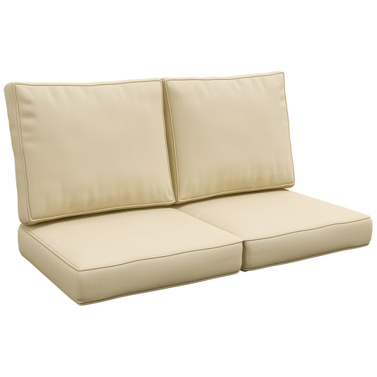 Photo of Outsunny 2 Seater Back and Seat Cushion Pillows Replacement, Patio Chair Cushions Set for Indoor Outdoor, Beige in Beige colour on a white background