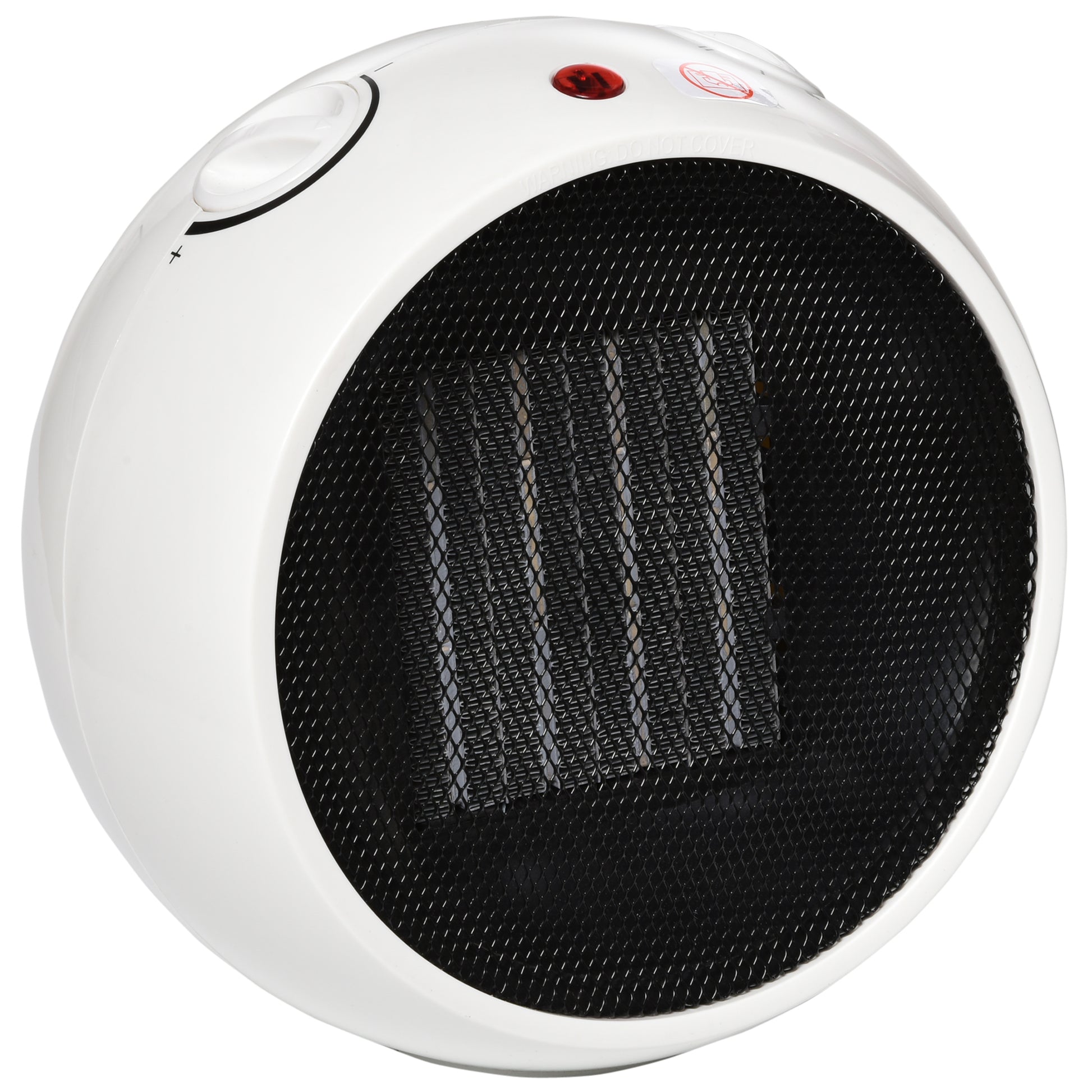 Photo of HOMCOM 1500W Small Space Heater, Ceramic Electric Plug in Fan Heater with 3 Heat Setting, Adjustable Temperature, Tip-Over, Overheating Protection, Low Energy, White in White colour on a white background