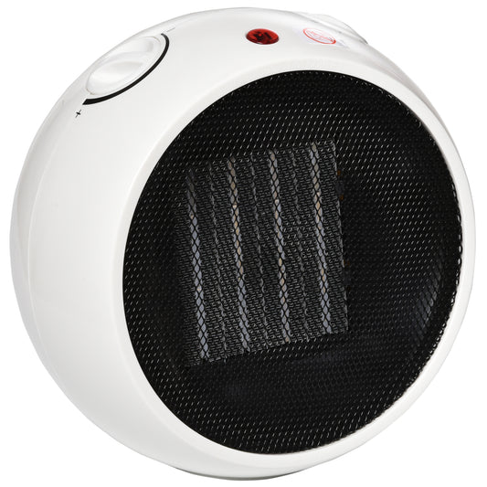 Photo of HOMCOM 1500W Small Space Heater, Ceramic Electric Plug in Fan Heater with 3 Heat Setting, Adjustable Temperature, Tip-Over, Overheating Protection, Low Energy, White in White colour on a white background