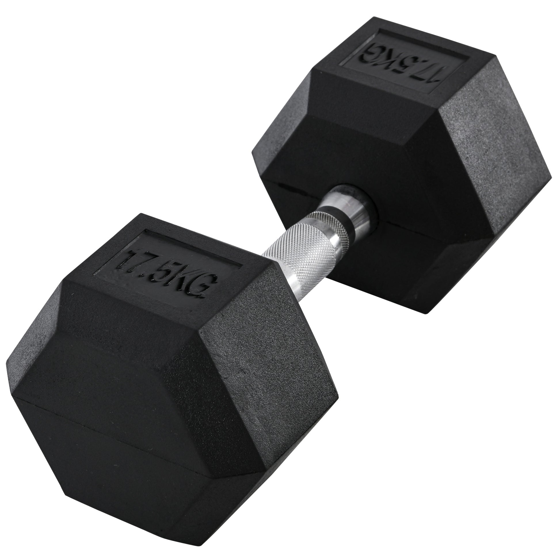 Photo of HOMCOM 17.5KG Single Rubber Hex Dumbbell Portable Hand Weights Dumbbell Home Gym in Gym colour on a white background