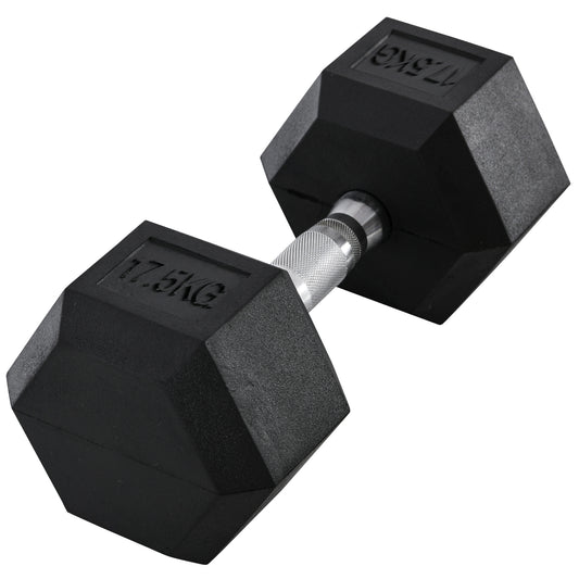 Photo of HOMCOM 17.5KG Single Rubber Hex Dumbbell Portable Hand Weights Dumbbell Home Gym in Gym colour on a white background