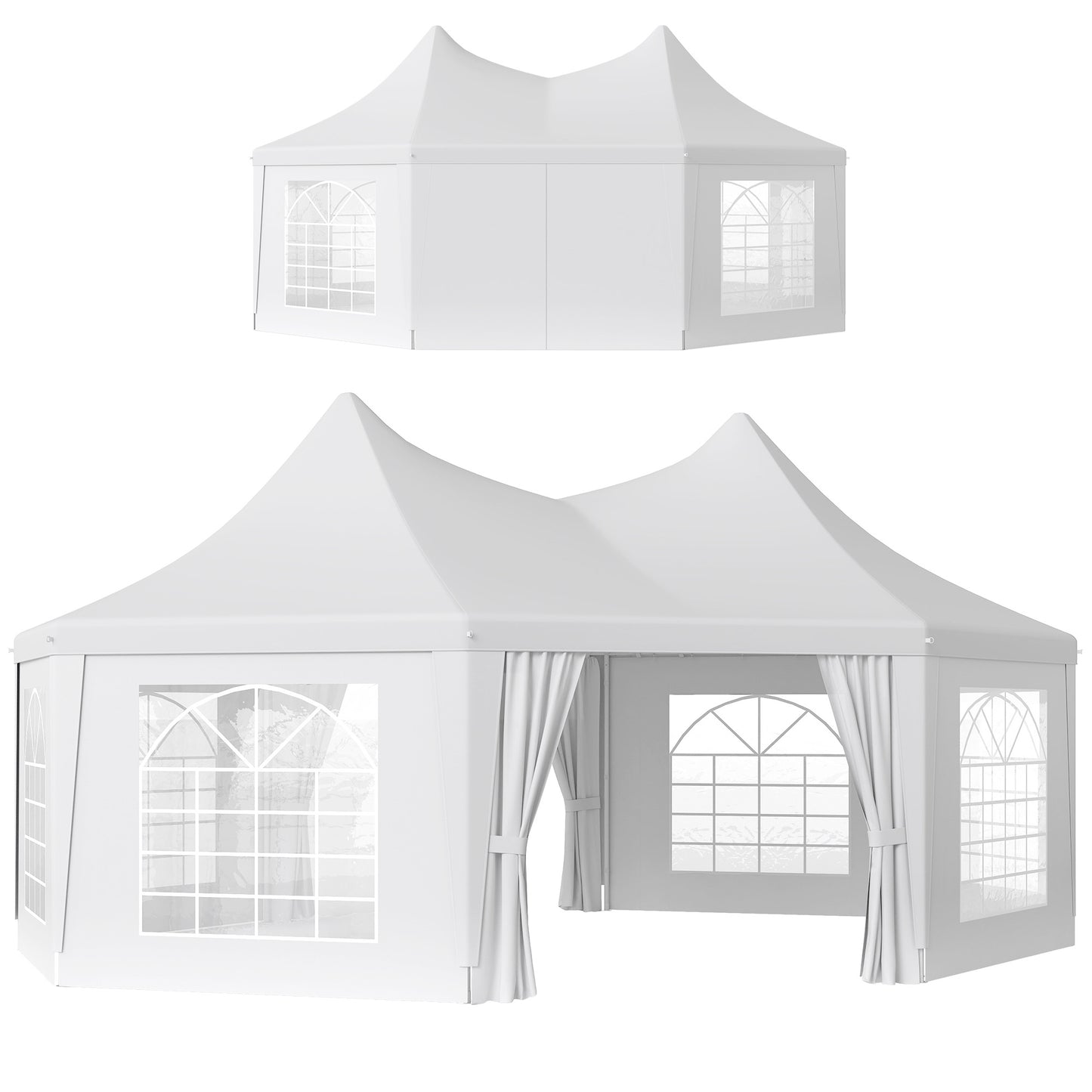 Photo of Outsunny 6.8 x 5m Octagonal Marquee Gazebo - White in White colour on a white background