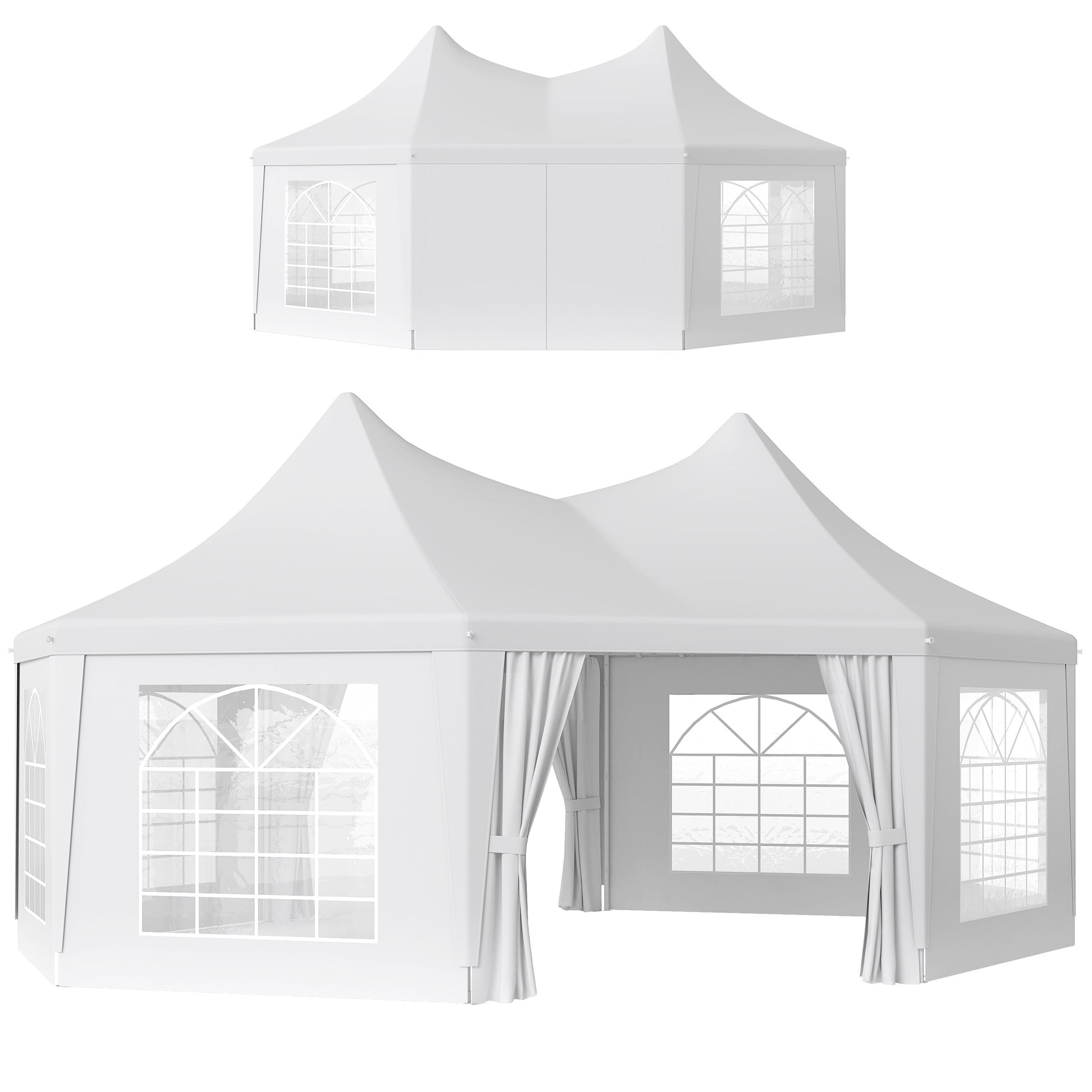 Photo of Outsunny 6.8 x 5m Octagonal Marquee Gazebo - White in White colour on a white background