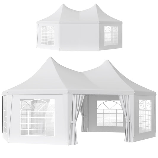 Photo of Outsunny 6.8 x 5m Octagonal Marquee Gazebo - White in White colour on a white background