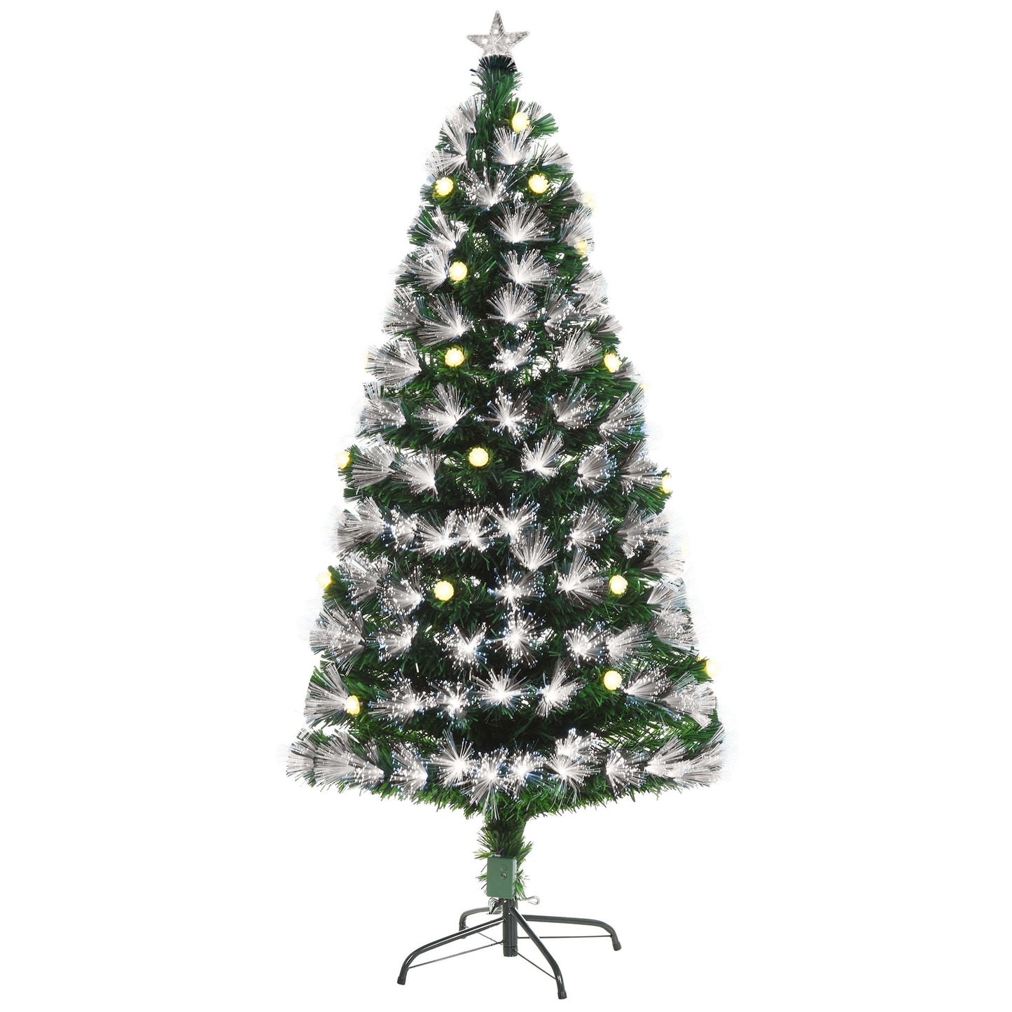 Photo of HOMCOM 5ft White Light Artificial Christmas Tree w/ 180 LEDs Star Topper Tri-Base Full Bodied Seasonal Decoration Pre-Lit Home in Home colour on a white background