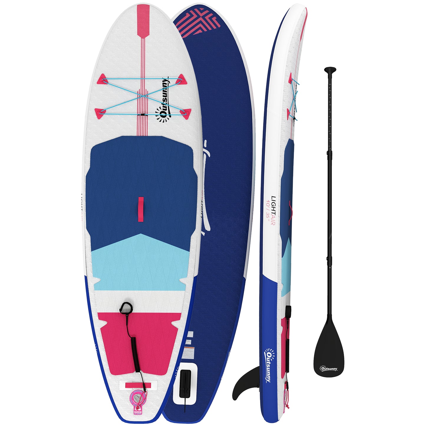 Photo of Outsunny Inflatable Stand Up Paddle Board, 305x89x15cm Extra-Wide SUP with Non-Slip EVA Deck, Adj Aluminum Paddle in Paddle colour on a white background
