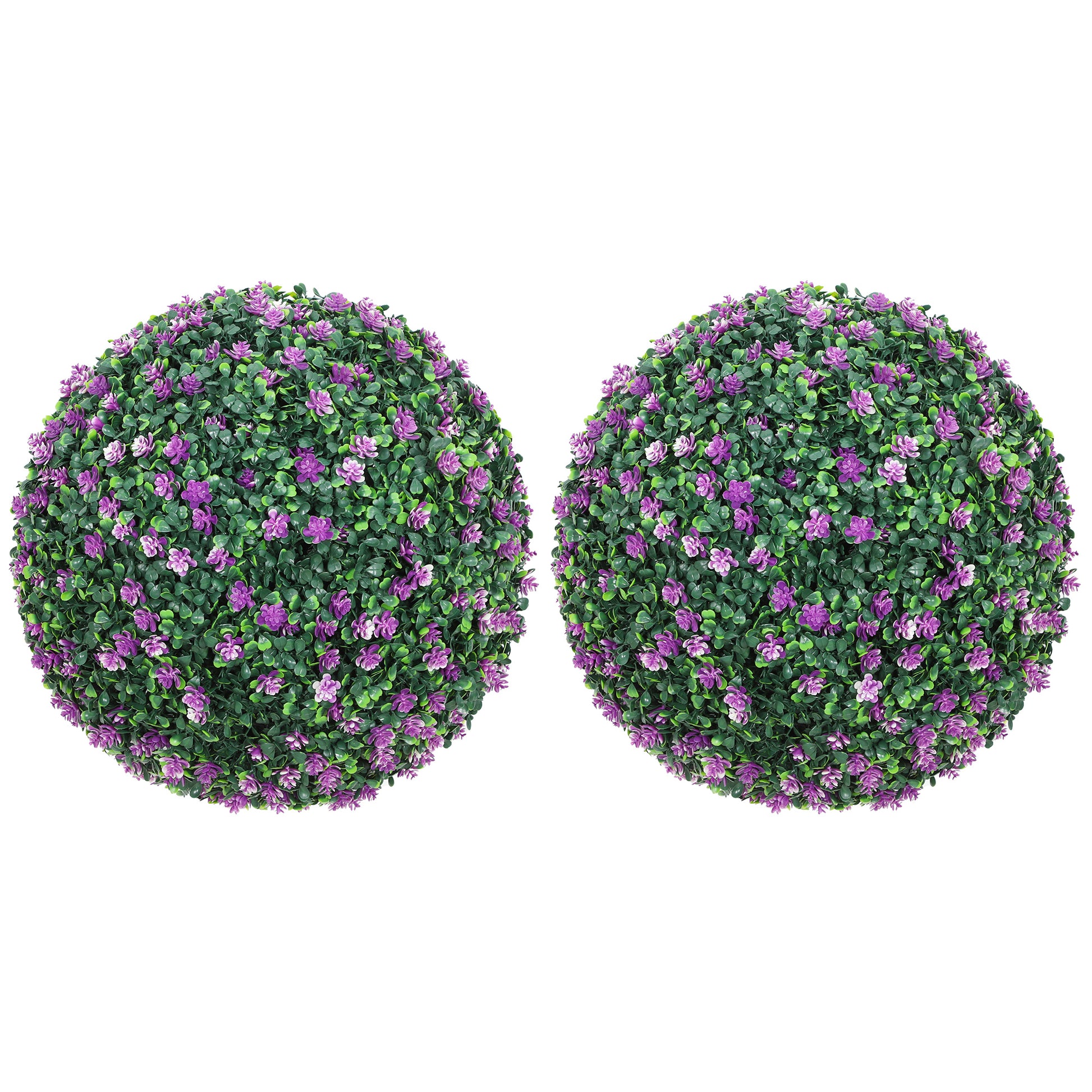 Photo of HOMCOM Set of Two Artificial Boxwood Balls Plants - Purple in Purple colour on a white background