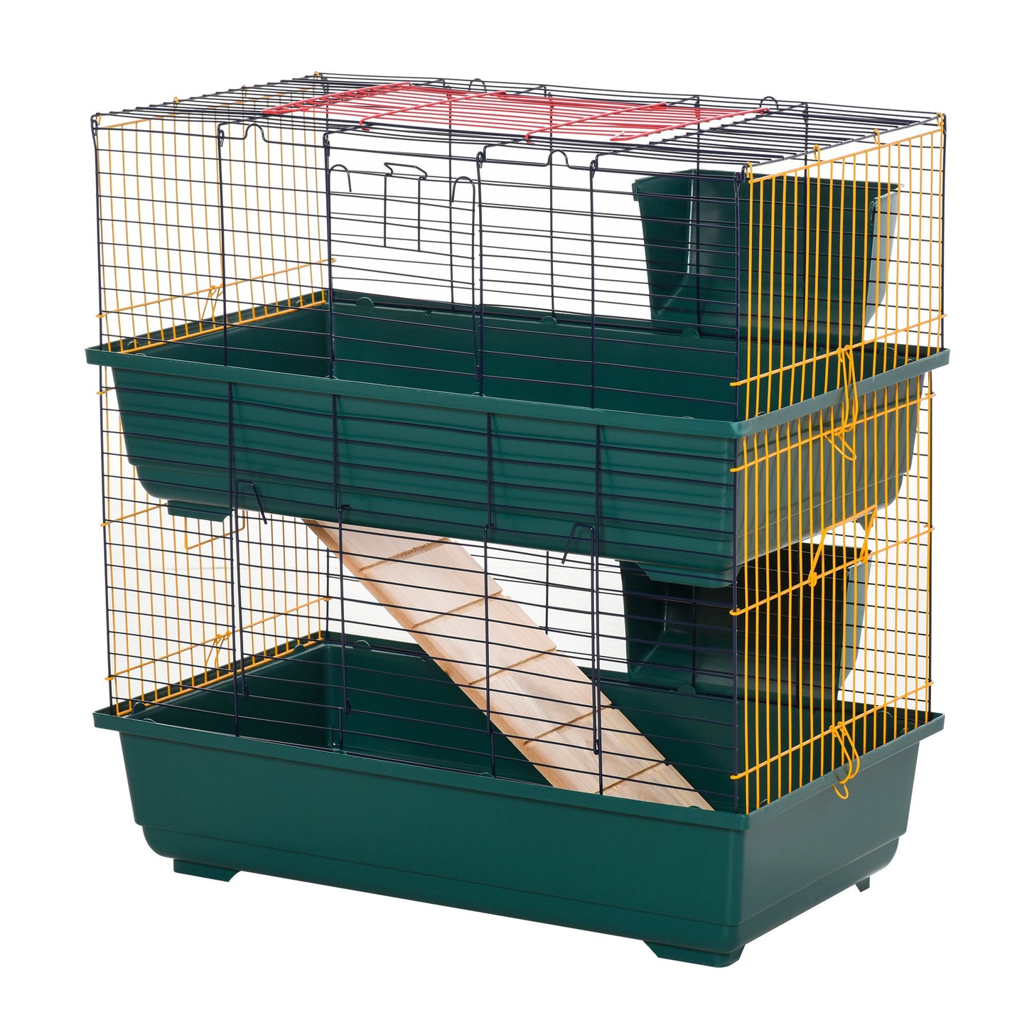 Photo of PawHut 2-Story Large Small Animal Cage w/ Accessories for Chinchillas Puppy Guinea Pig in Pig colour on a white background