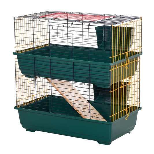 Photo of PawHut 2-Story Large Small Animal Cage w/ Accessories for Chinchillas Puppy Guinea Pig in Pig colour on a white background