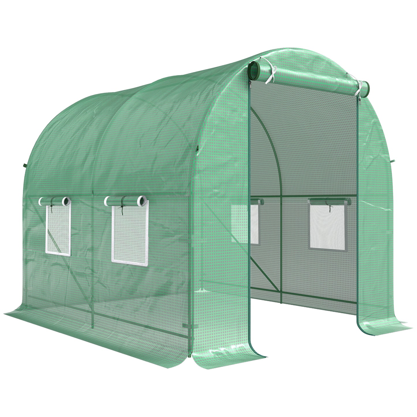 Photo of Outsunny 245 x 200cm Polytunnel Greenhouse - Green in Green colour on a white background