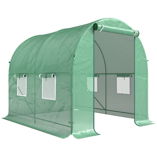 Photo of Outsunny 245 x 200cm Polytunnel Greenhouse - Green in Green colour on a white background