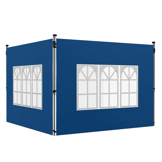 Photo of Outsunny Set of 2 Gazebo Side Panels - Blue in Blue colour on a white background