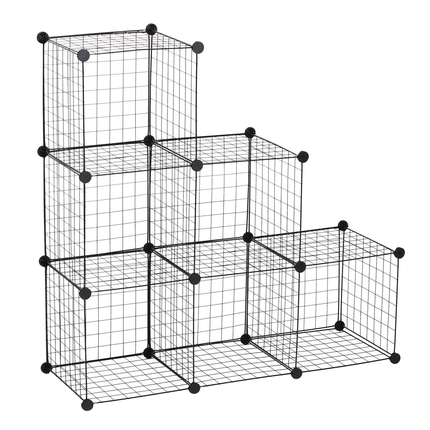 Photo of HOMCOM DIY 6 Cube Metal Wire Rack Interlocking Storage Cabinet Living Room Organiser Display Shelves Black in Black colour on a white background