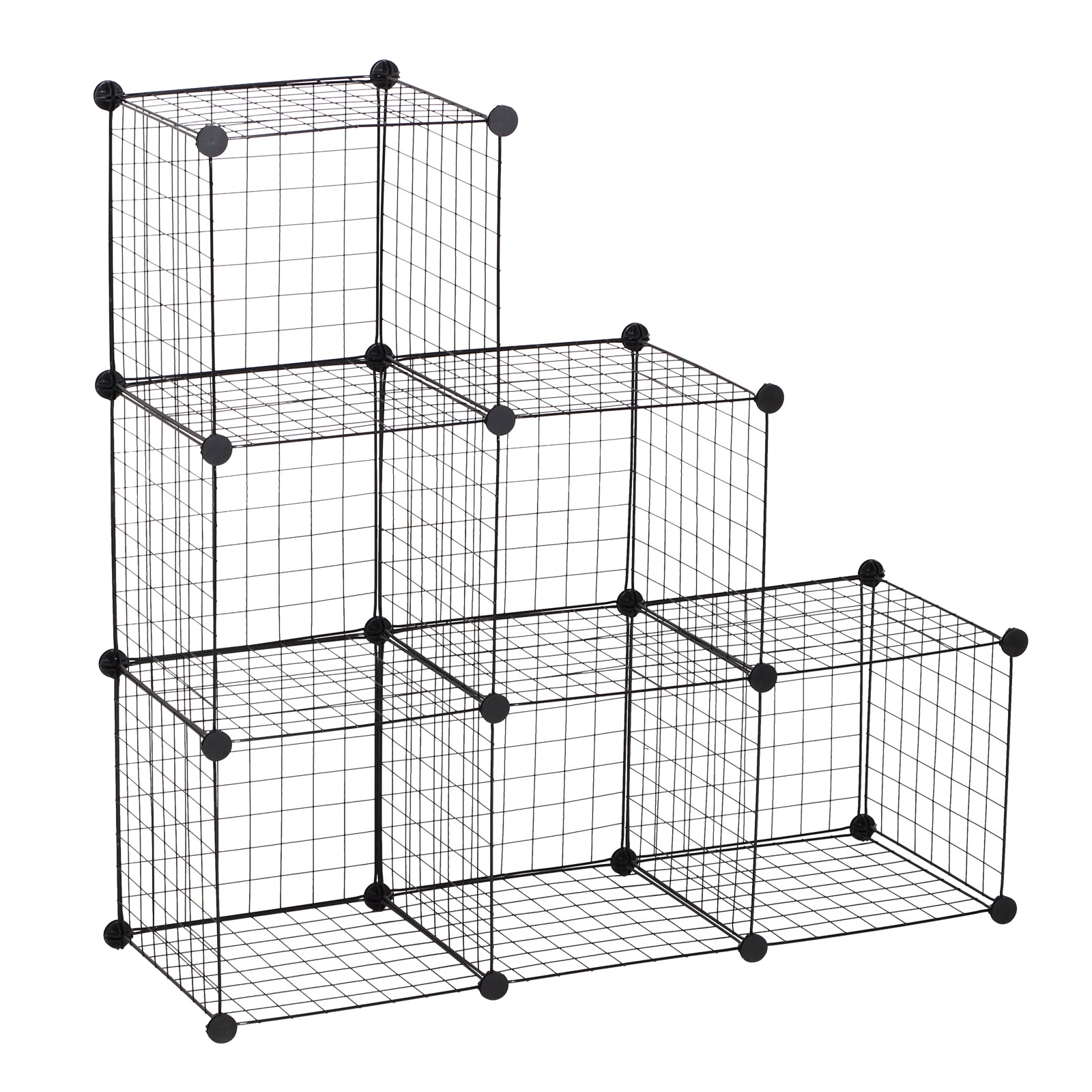 Photo of HOMCOM DIY 6 Cube Metal Wire Rack Interlocking Storage Cabinet Living Room Organiser Display Shelves Black in Black colour on a white background