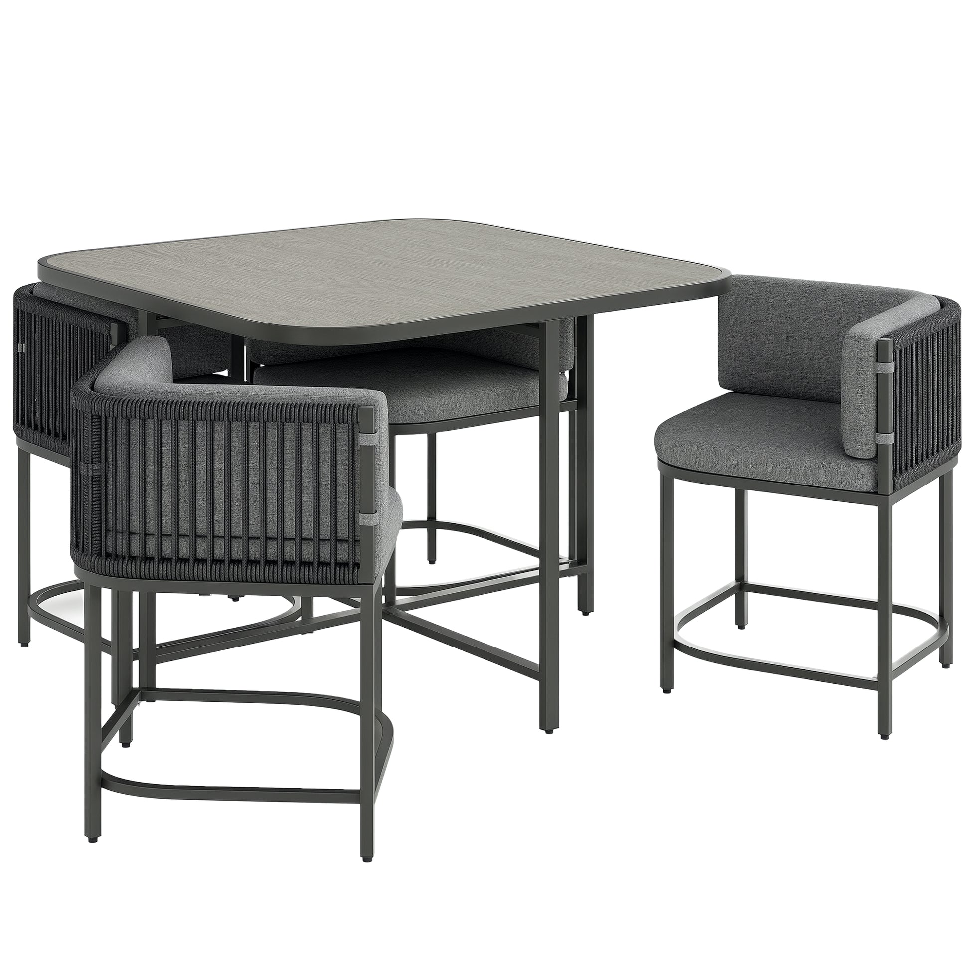 Photo of Outsunny 4-Seater Rattan Cube Garden Furniture Set with Cushions - Charcoal Grey in Grey colour on a white background