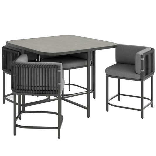 Photo of Outsunny 4-Seater Rattan Cube Garden Furniture Set with Cushions - Charcoal Grey in Grey colour on a white background