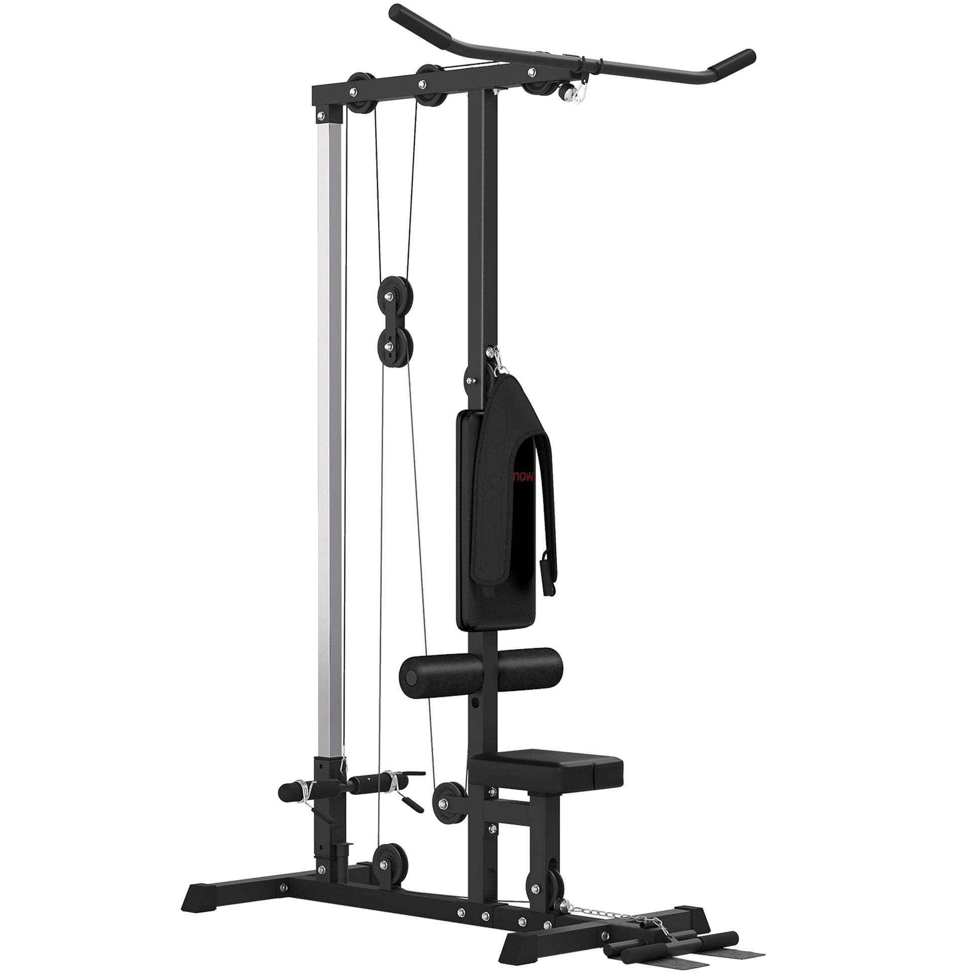 Photo of SPORTNOW Pull Up Station, Power Cage with Adjustable Seat, for Home Gym - Black in Black colour on a white background