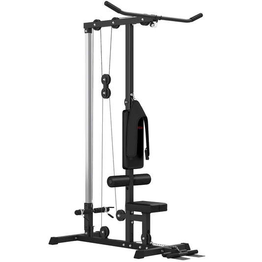 Photo of SPORTNOW Pull Up Station, Power Cage with Adjustable Seat, for Home Gym - Black in Black colour on a white background