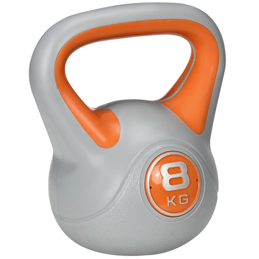 Photo of SPORTNOW Kettlebell, 8kg Kettle Bells with Handle for Home Gym Weight Lifting and Strength Training, Orange and Grey in Grey colour on a white background