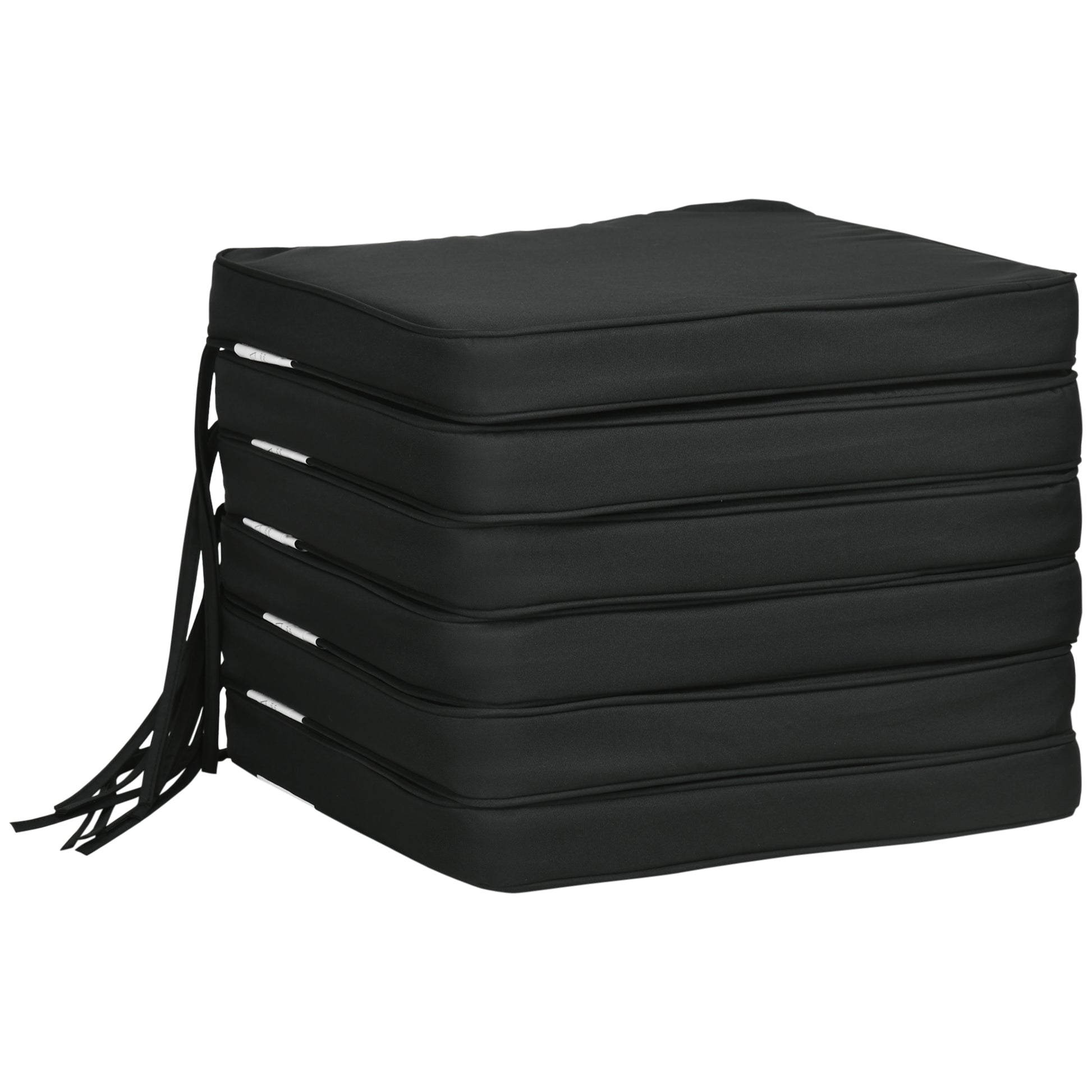Photo of Outsunny Set of 6 Chair Cushion Seat Pads Dining Chair w/ Straps Indoor Outdoor Removable Tie On Garden Patio, Black in Black colour on a white background